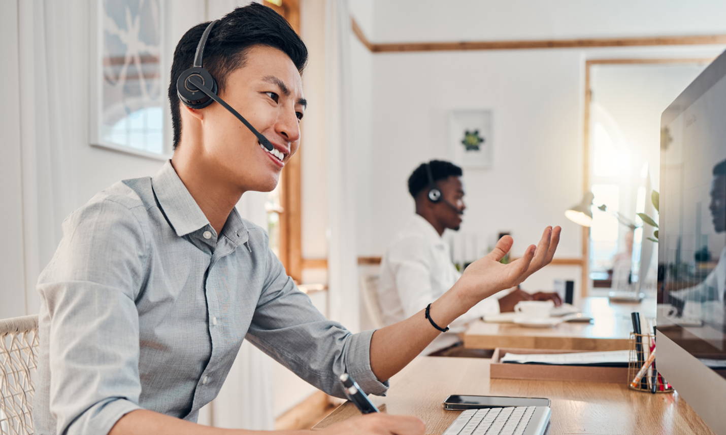 Man in a call centre